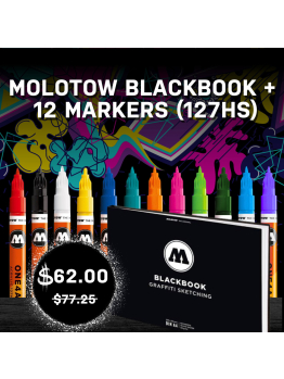 Molotow 12-Pack 127HS Marker & FREE Blackbook!