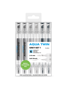 Molotow Aqua Twin Grey set 1 - (6 markers)