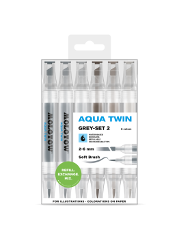 Molotow Aqua Twin Grey set 2 - (6 markers)