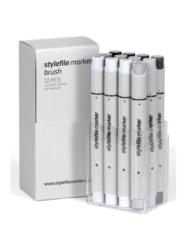 Stylefile 12 Brush Marker Set (Neutral Grey)