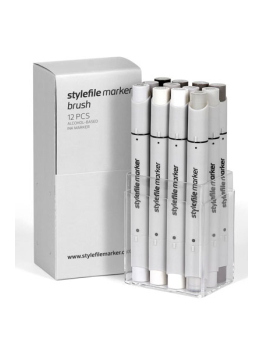Stylefile 12 Brush Marker Set (Warm Grey)