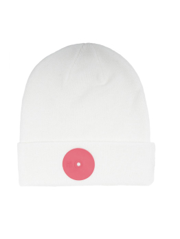 Mr.Serious Beanie (Pink Dot Fat) - White/Pink