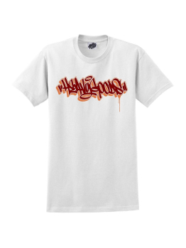 Heavy Goods T-Shirt (Shadow Handstyle) - White/Burgundy/Peach