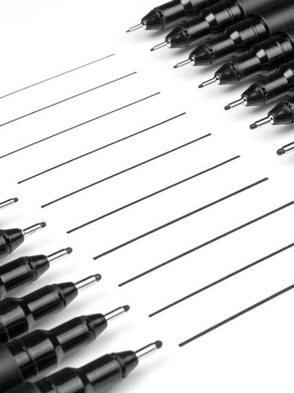 Uni : Pin Drawing Pen : Set Of 5 : Black : 0.05 - 0.8mm